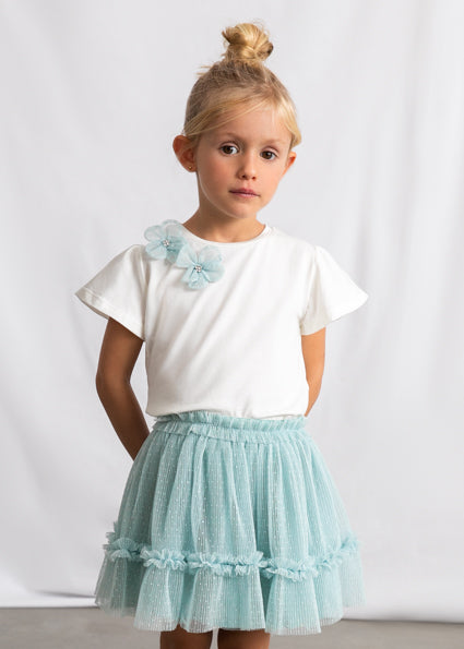 Completo bambina elegante con t-shirt e gonna in tulle Mayoral