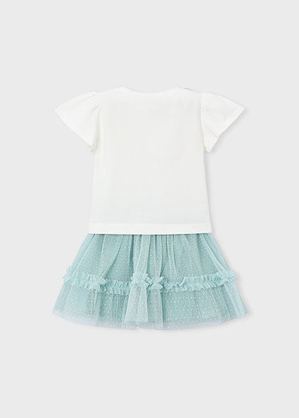 Completo bambina elegante con t-shirt e gonna in tulle Mayoral
