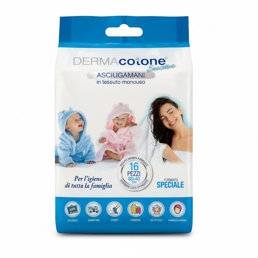 Derma Cotone Asciugamani Monouso 80x40 cm 16 Pezzi