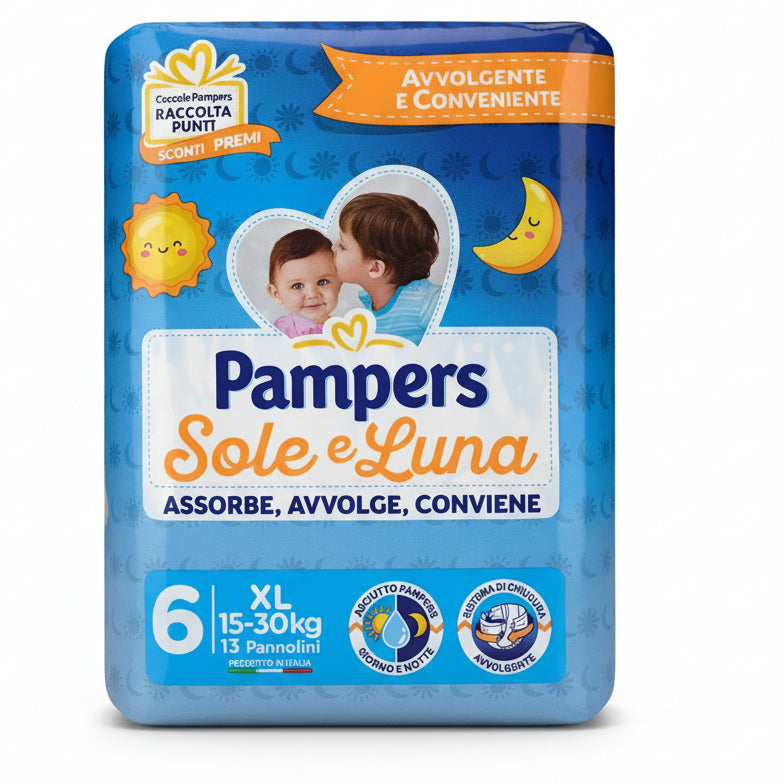 Pannolini Pampers Sole e Luna Pacco singolo taglie 2-3-4-5-6