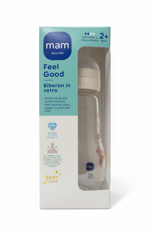 MAM Biberon in Vetro 260 ml Tortora – Resistente e Sicuro
