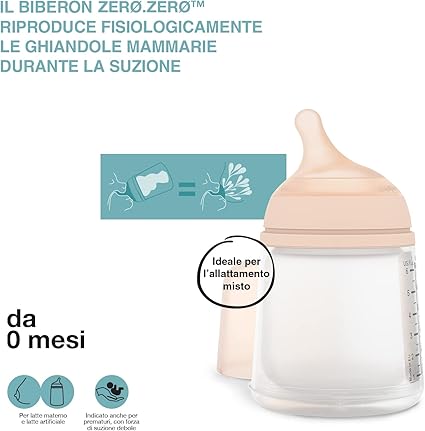 Suavinex Zero.Zero Biberon in Silicone Flusso M 270 ml – Light (con sacca interna)