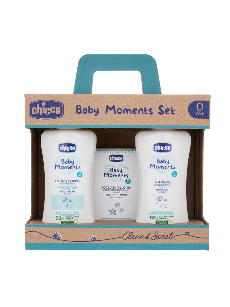 Baby Moments Trial Set Bagno, Shampoo e Pasta Lenitiva Chicco