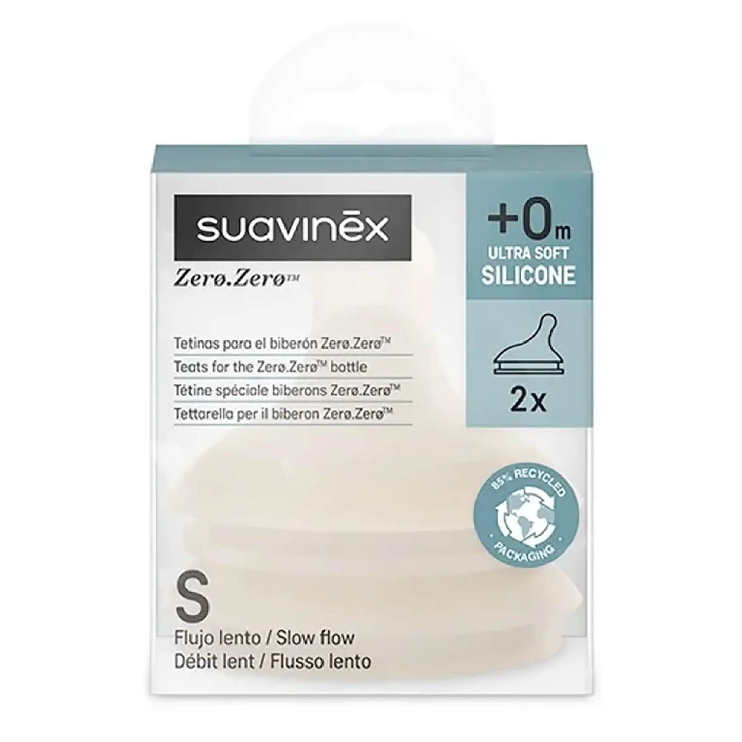 Suavinex Tettarella Silicone Zero.Zero Flusso Lento 2pz Light
