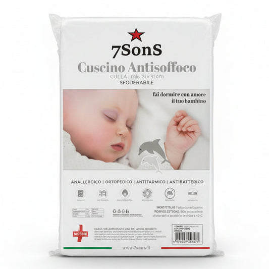 7Sons Cuscino Antisoffoco per Carrozzina / Culla (21x31 cm)