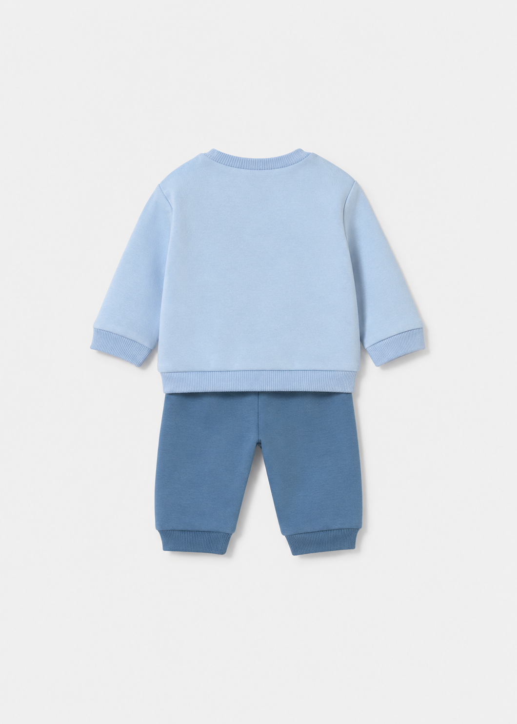 Completo Neonato 2 Pezzi con Felpa Azzurro Cielo con Cagnolini e Pantalone Blu Mayoral