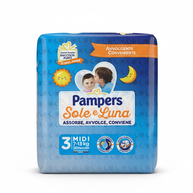 Pannolini Pampers Sole e Luna Pacco singolo taglie 2-3-4-5-6