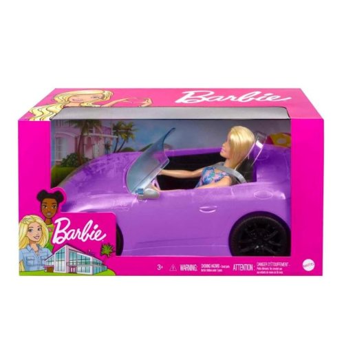Barbie bambola bionda con decappottabile viola Mattel HBY29