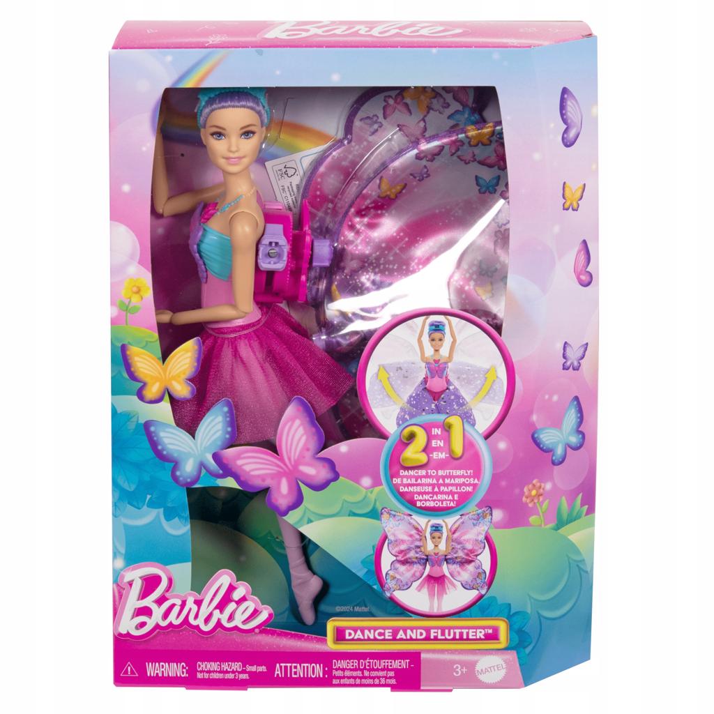 Barbie ballerina con capelli viola, tutù rosa e cerchietto floreale