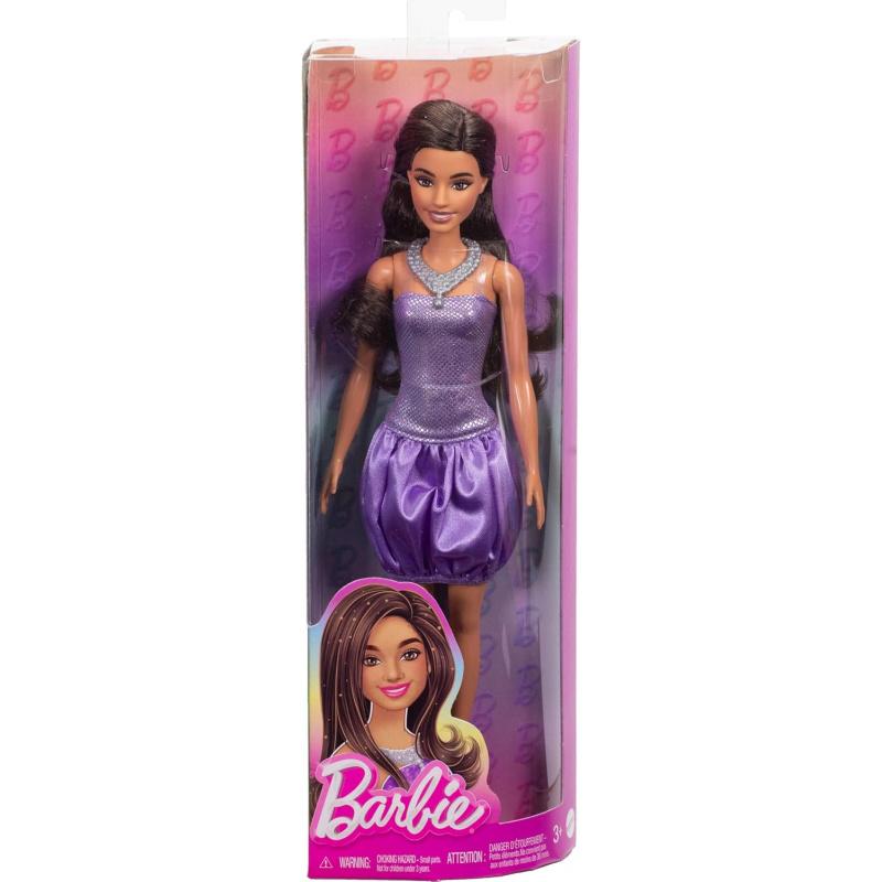 Barbie Fashionistas n. 234 con vestito viola e scarpe con cinturini