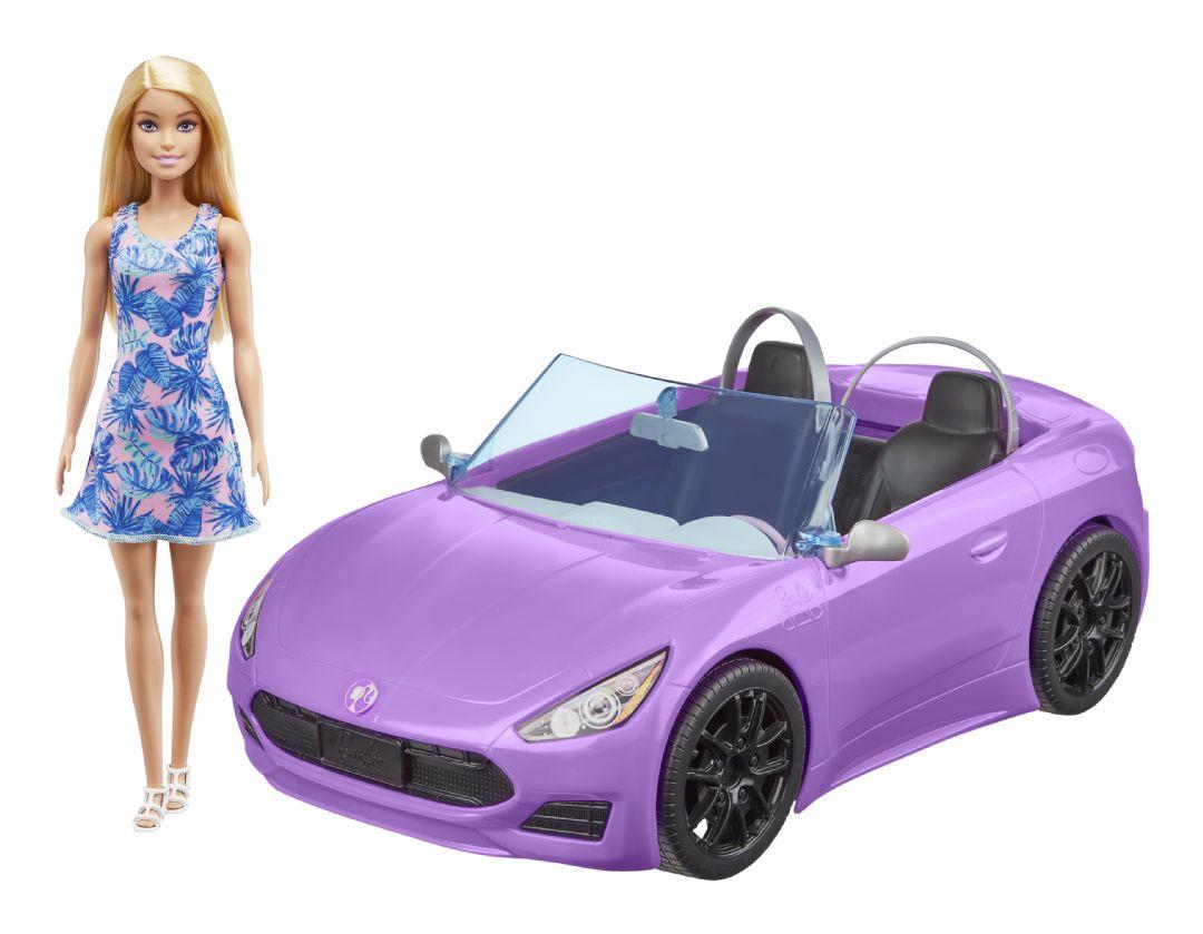 Barbie bambola bionda con decappottabile viola Mattel HBY29
