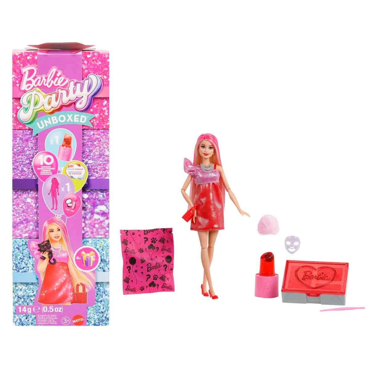 Barbie Party Unboxed JFY68 con 10 sorprese e funzione cambia-colore
