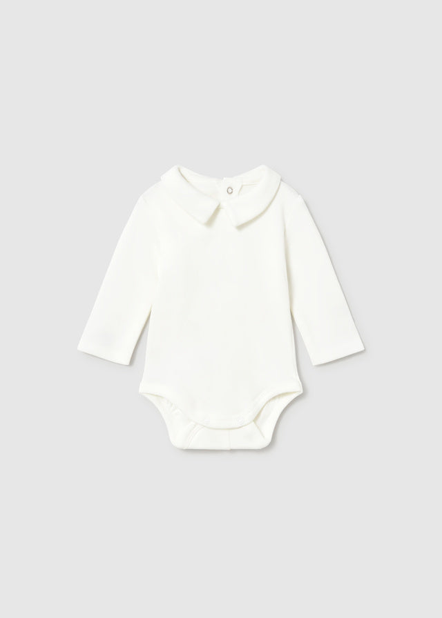 Body bianco neonato Mayoral a manica lunga con colletto