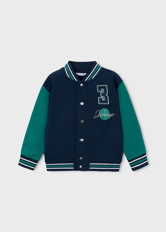 Bomber bambino Mayoral blu navy e verde vista frontale