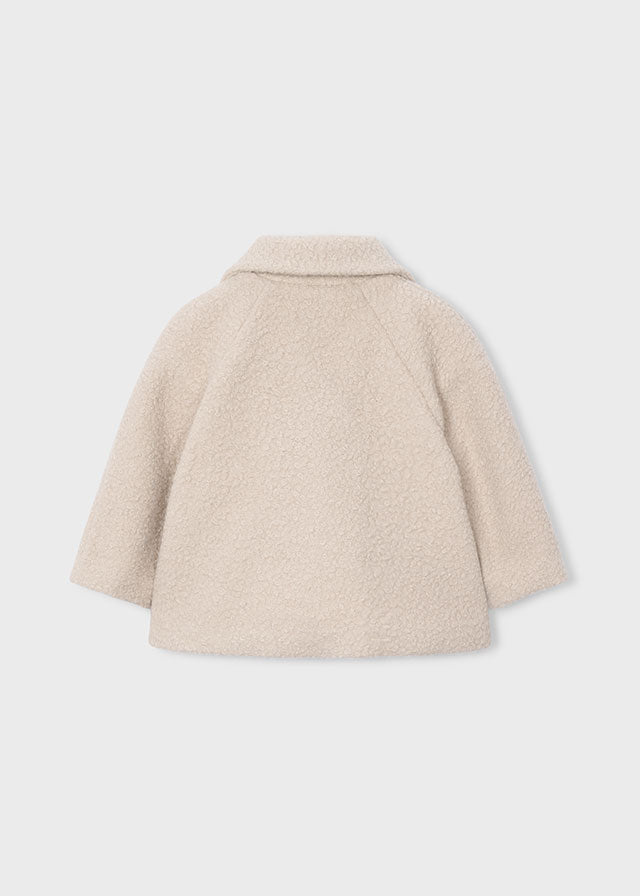 Cappotto bambina Mayoral beige in bouclé vista posteriore
