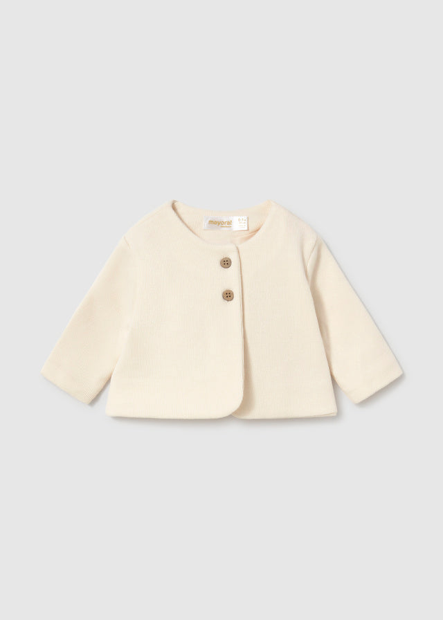 Cardigan beige in maglia Mayoral per neonata con chiusura a bottoni