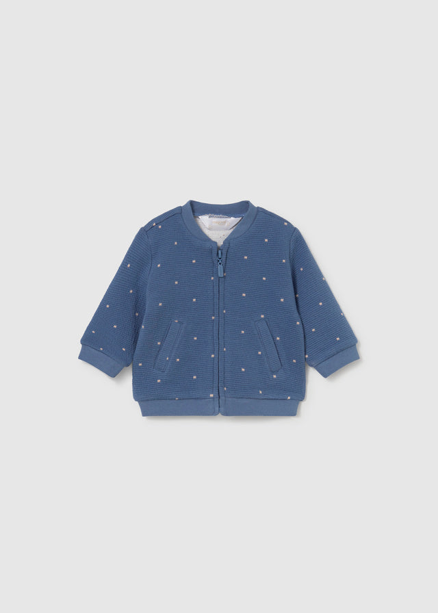 Cardigan neonato blu con zip e tasche Mayoral