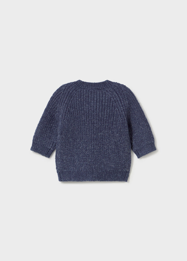 Cardigan neonato Mayoral in maglia blu indaco con bottoni e tasche