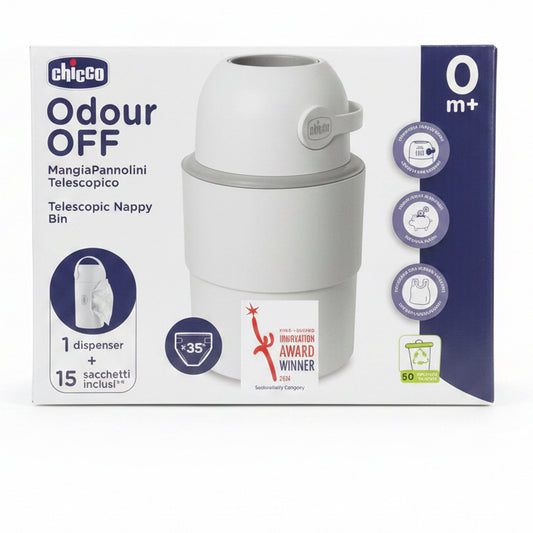Chicco Mangiapannolini Telescopico OdourOFF con tecnologia antiodore, struttura salvaspazio e compatibile con i comuni sacchetti della spazzatura.