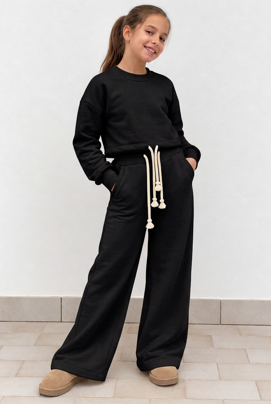 Completo Tuta Nera Ragazza 8-16 Anni Mavie Paris