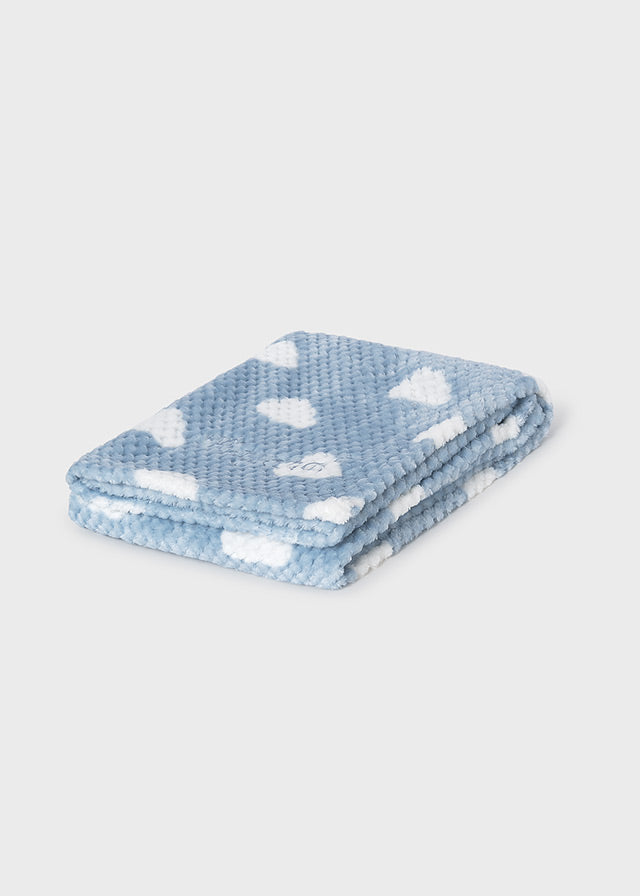 Copertina neonato Mayoral double face azzurra con nuvolette bianche