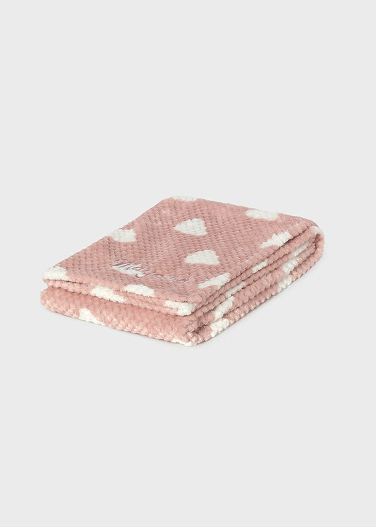 Copertina neonato Mayoral double face rosa con nuvolette bianche