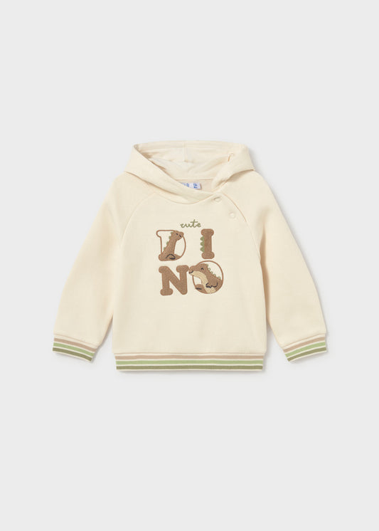 Felpa beige con dinosauri neonato Mayoral con cappuccio