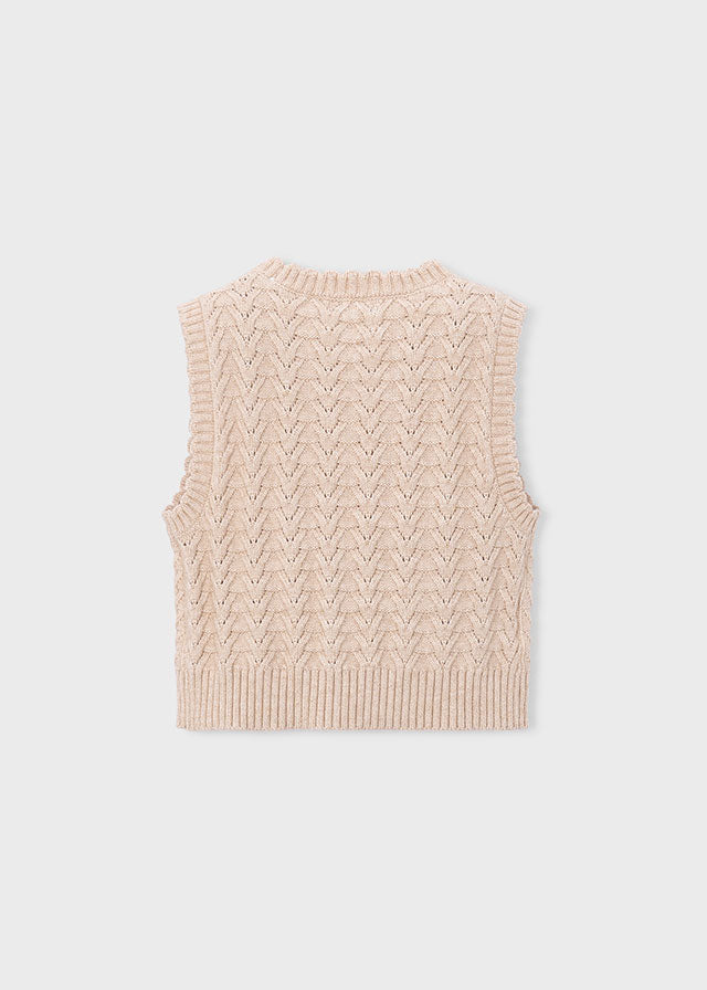 Gilet bambina Mayoral beige vista posteriore