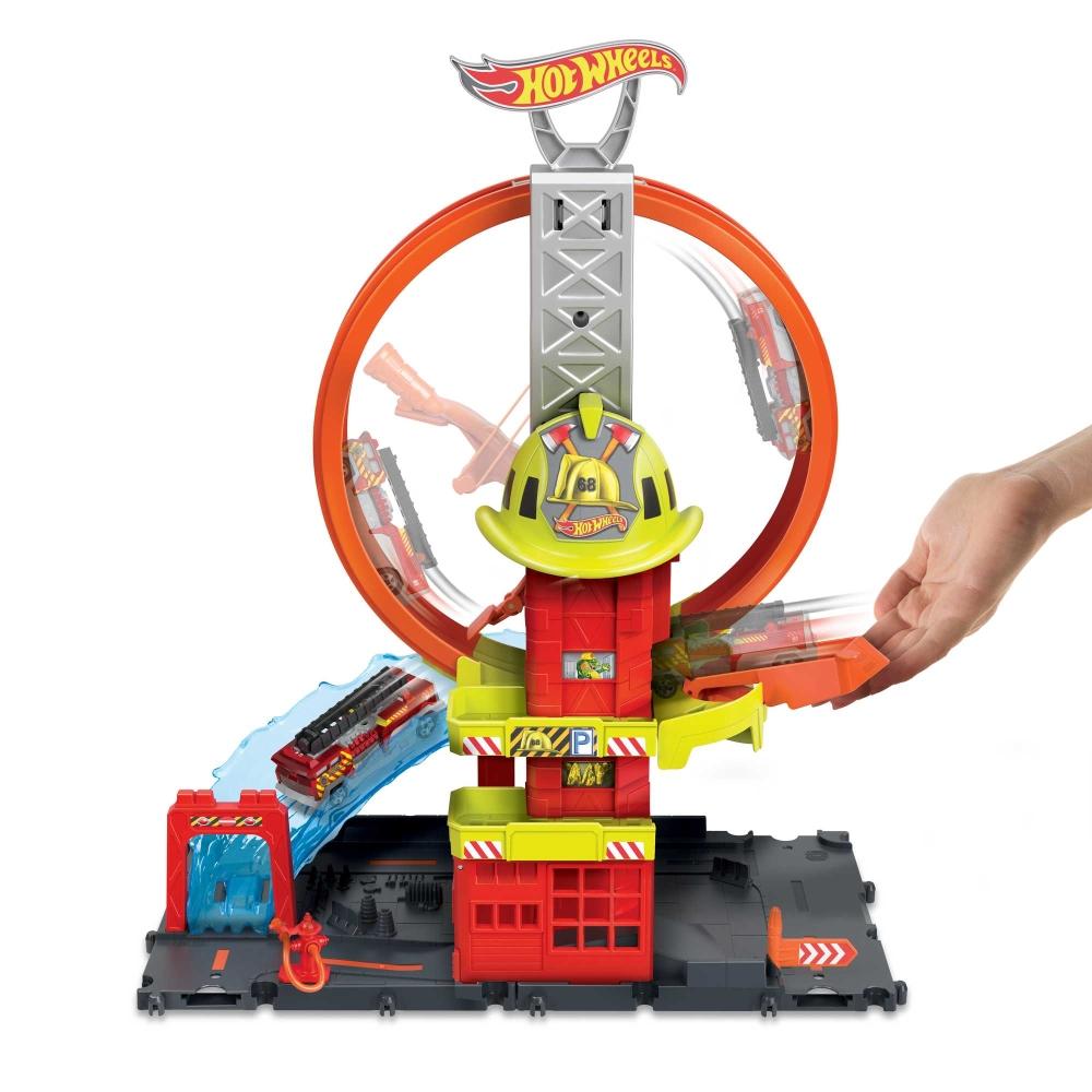 Hot Wheels City Super Loop Fire Station caserma dei pompieri con loop e macchinina inclusa Mattel HKX41