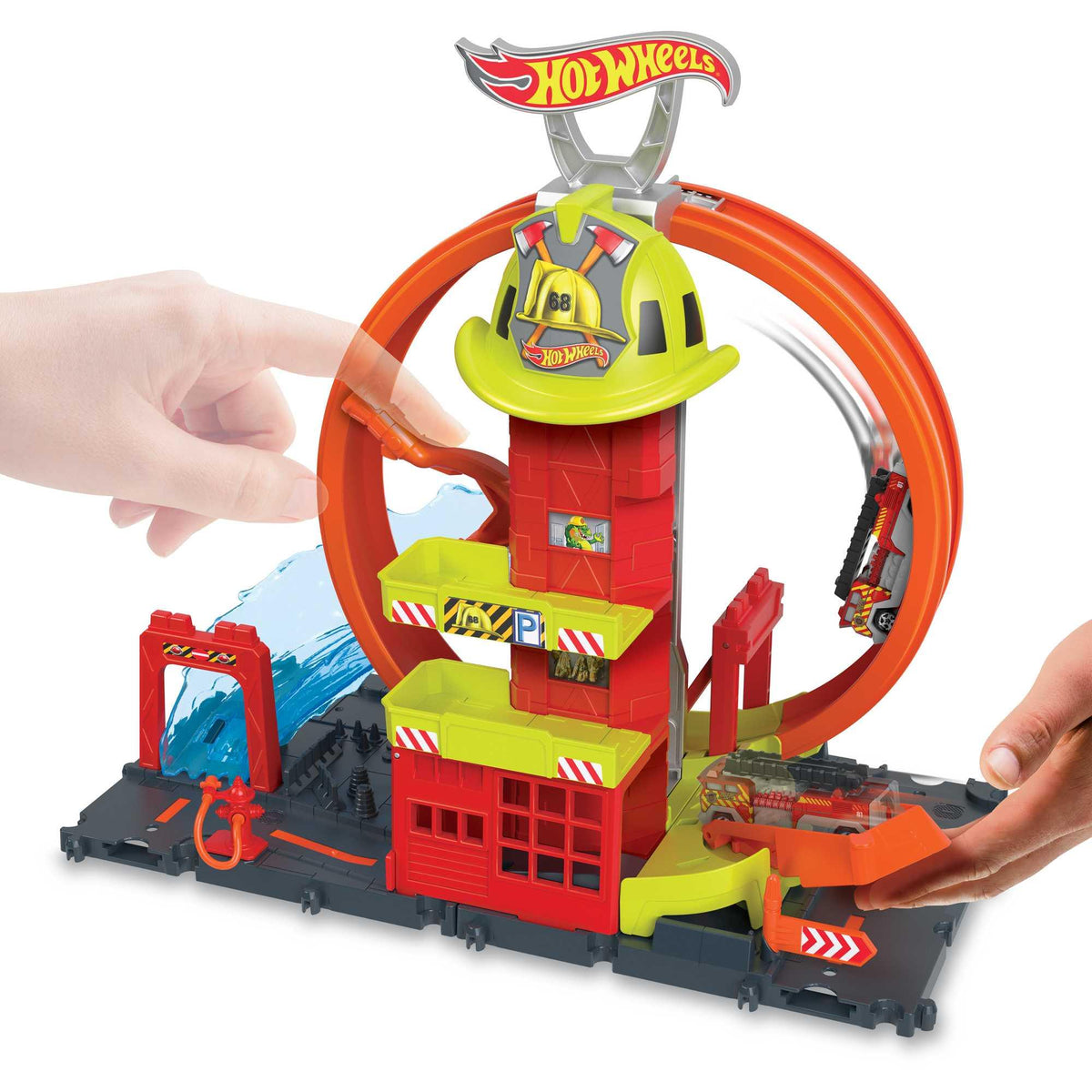 Hot Wheels City Super Loop Fire Station caserma dei pompieri con loop e macchinina inclusa Mattel HKX41