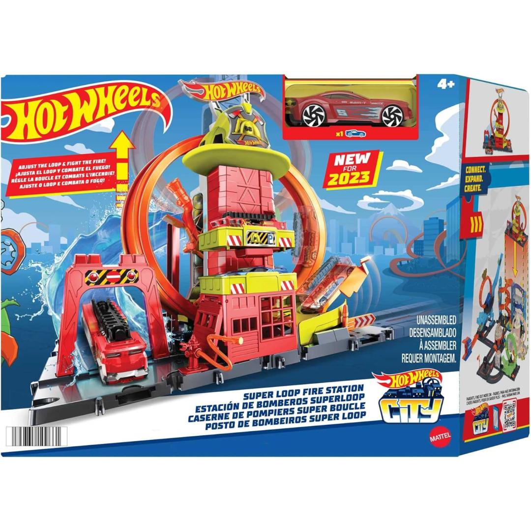 Hot Wheels City Super Loop Fire Station caserma dei pompieri con loop e macchinina inclusa Mattel HKX41