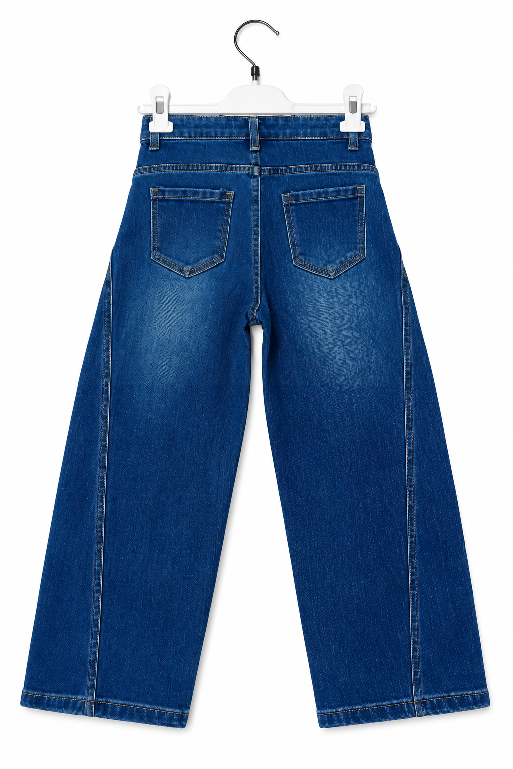 Jeans Mavie Paris da ragazza blu denim wide leg, vista posteriore.