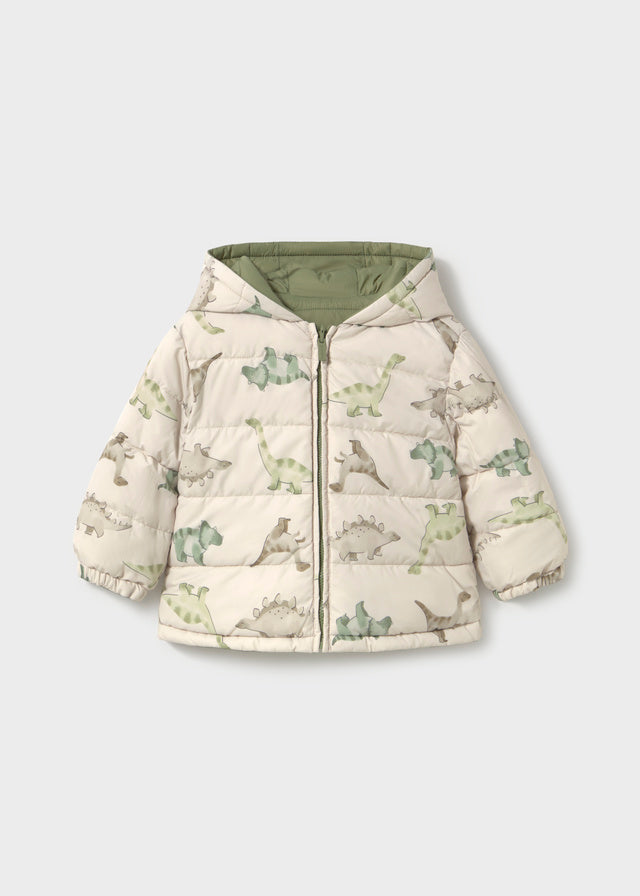 Lato panna del giaccone reversibile neonato Mayoral con dinosauri