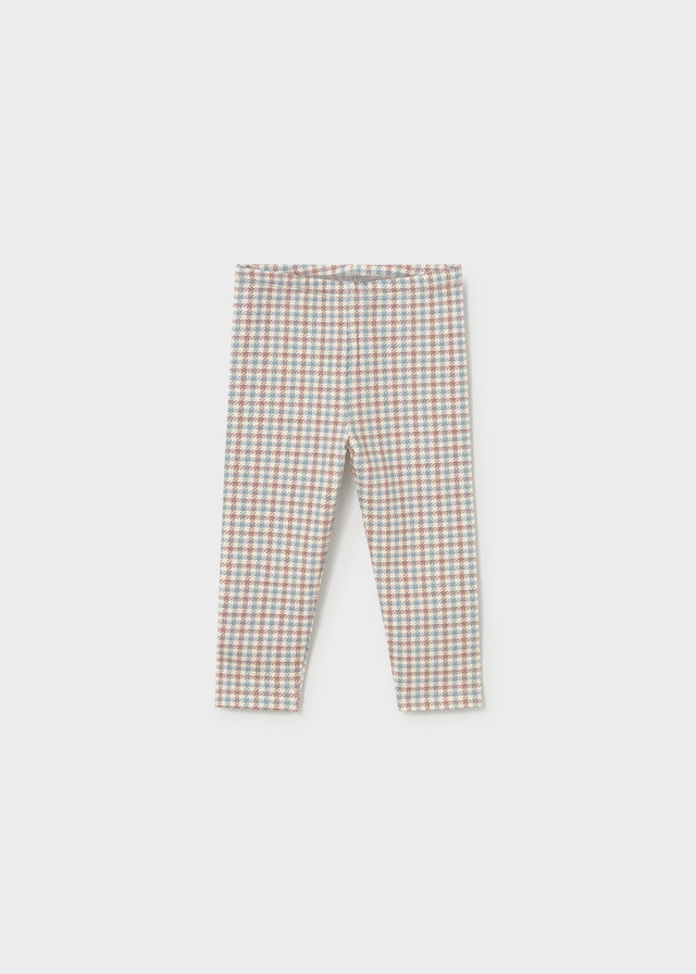 Leggings neonata Mayoral con fantasia pied-de-poule écru rosa cipria azzurro e beige