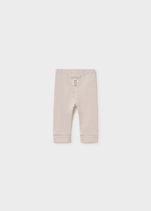 Leggings neonata a righe écru e beige con vita elasticizzata Mayoral