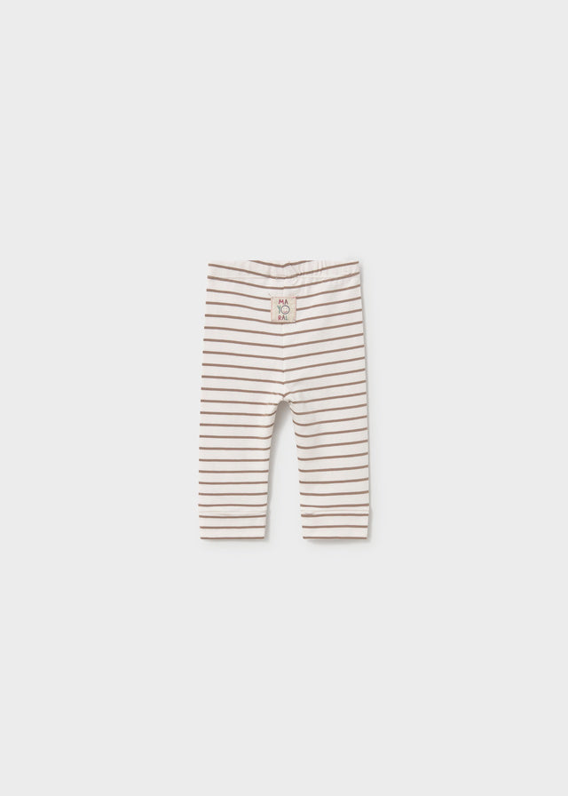 Leggings neonata a righe écru e beige con vita elasticizzata Mayoral