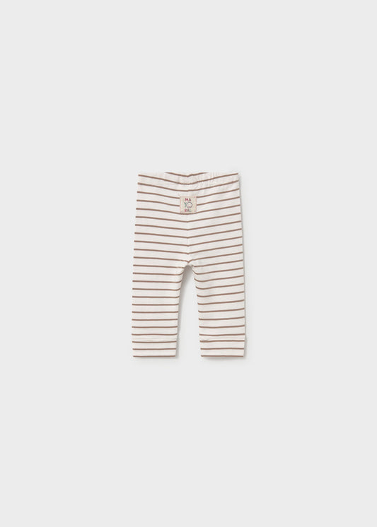 Leggings neonata a righe écru e beige con vita elasticizzata Mayoral