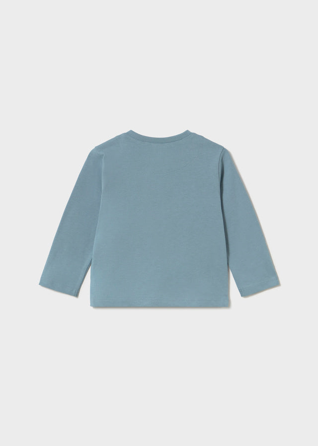 Maglietta neonato Mayoral in caldo cotone azzurro polvere con tigre