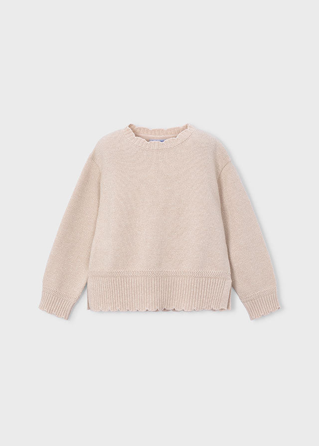 Maglione bambina Mayoral beige chiaro vista frontale