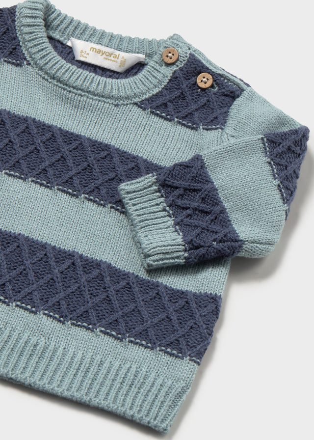 Maglione neonato Mayoral a righe azzurro cielo e blu navy