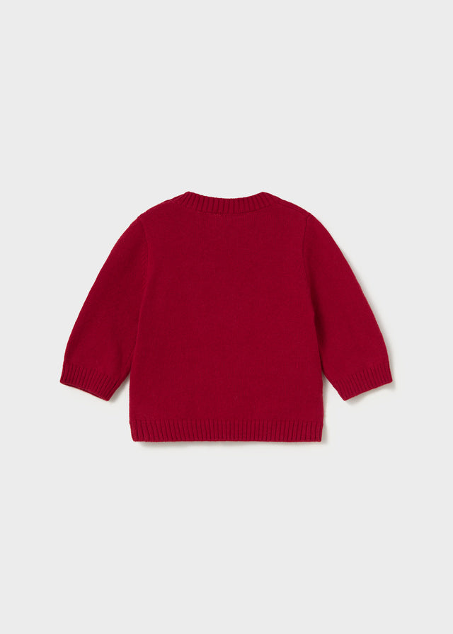 Maglione neonato Mayoral rosso con orsetto e manica lunga