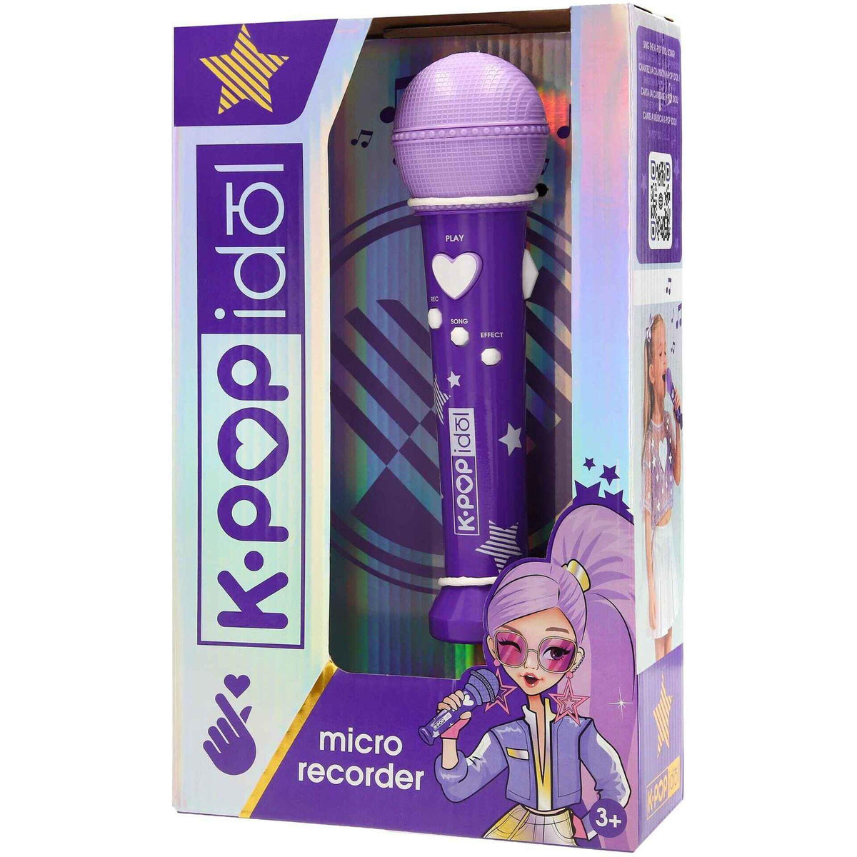 Microfono giocattolo K-Pop Idol viola con effetti sonori e registrazione