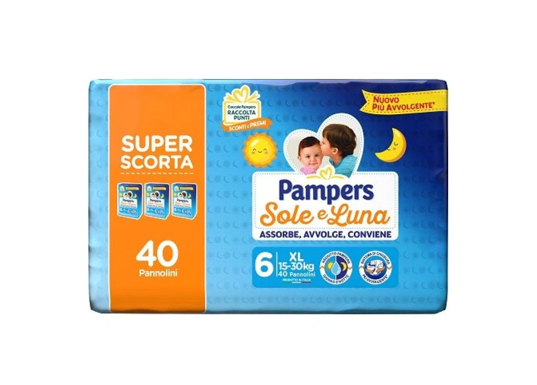 Pannolini Pampers Sole e Luna Pacco Triplo ad alta assorbenza per neonati e bambini”