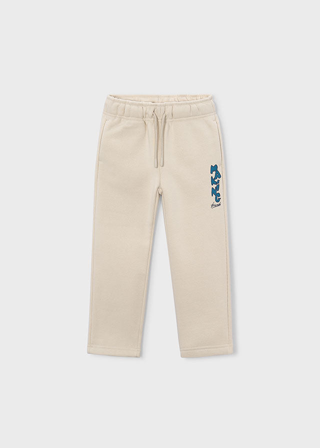 Pantalone bambino Mayoral écru vista frontale con coulisse e tasche