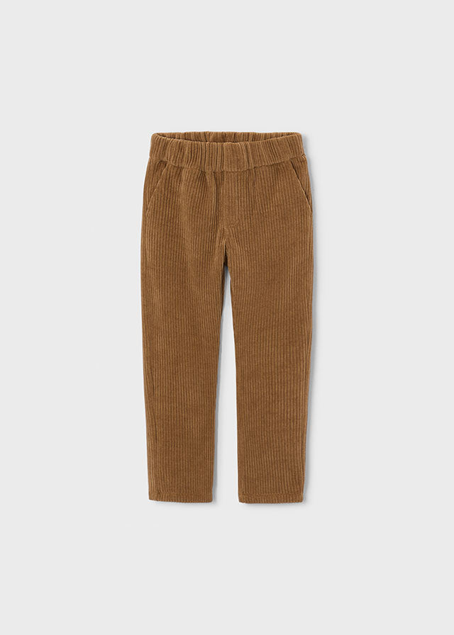Pantalone bambino Mayoral in velluto a coste marrone vista frontale