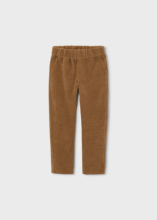 Pantalone bambino Mayoral in velluto a coste marrone vista frontale