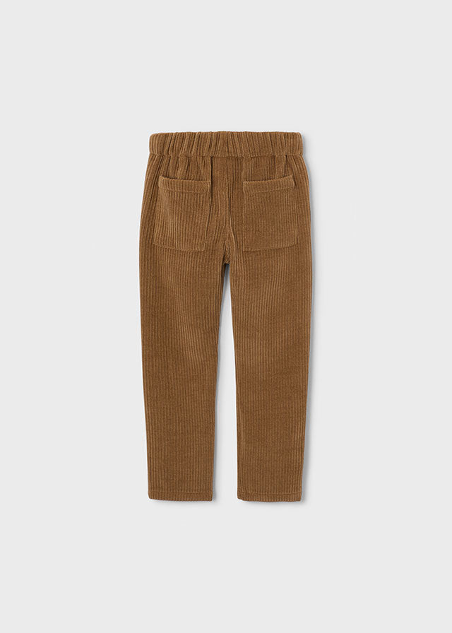 Pantalone bambino Mayoral in velluto marrone vista posteriore con tasche