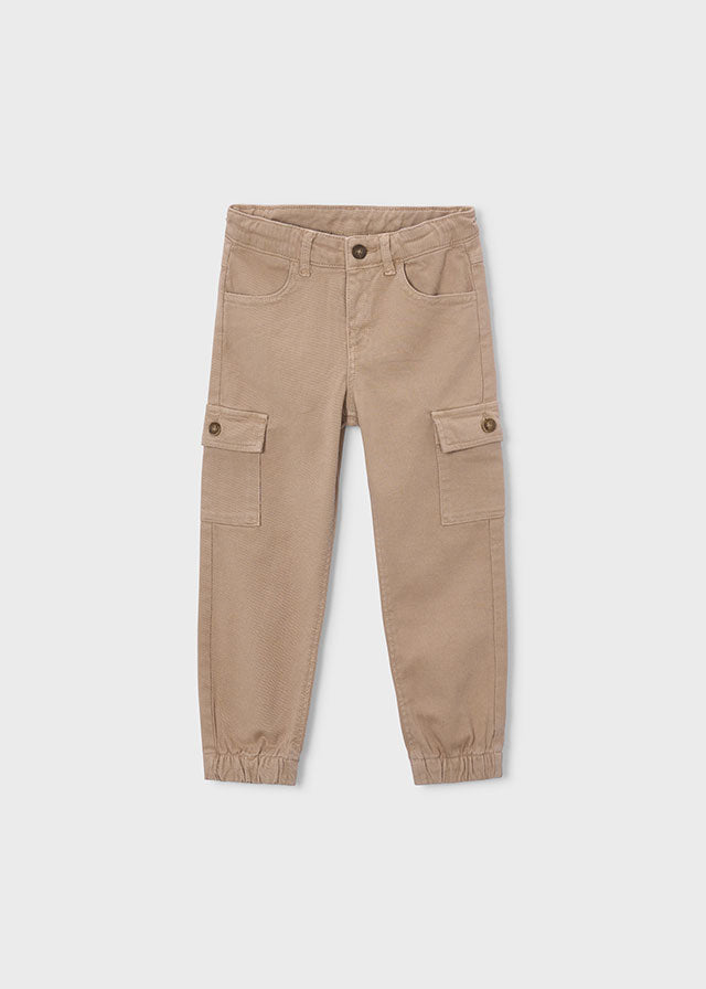 Pantalone cargo bambino Mayoral beige tortora vista frontale