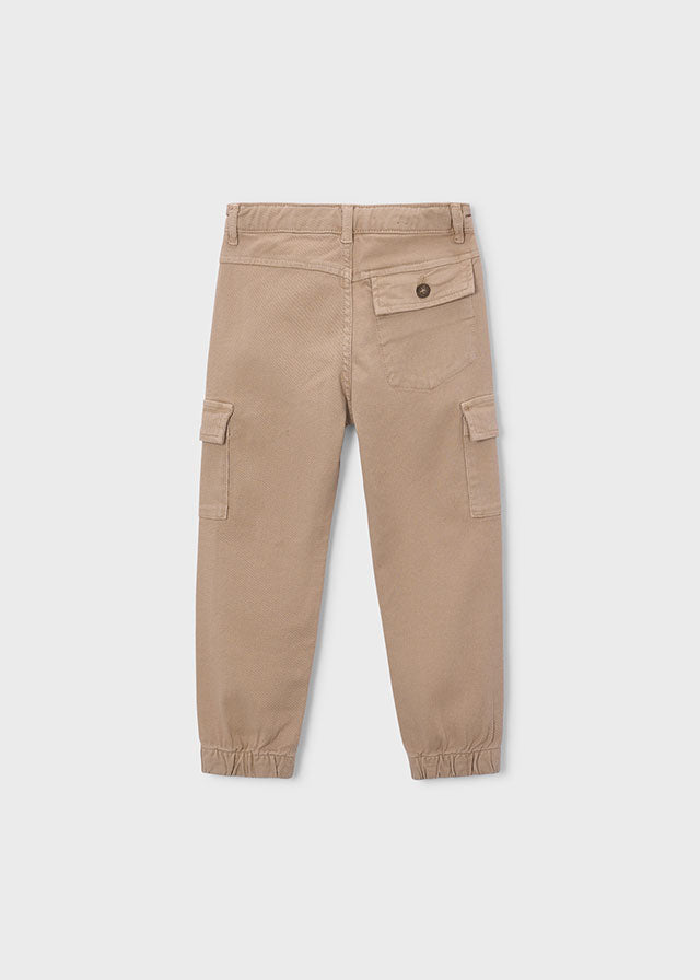 Pantalone cargo bambino Mayoral beige tortora vista posteriore