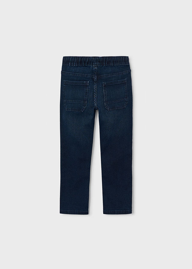 Pantalone jeans bambino Mayoral blu scuro vista posteriore con tasche